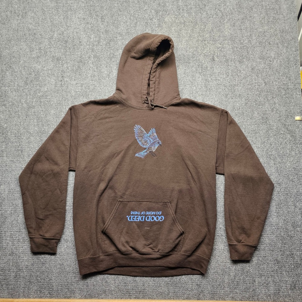 Harry Hudson Good Deed Hoodie Brown Blue Bird Graphic Streetwear Mens Medium